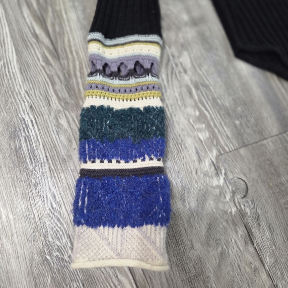 FREE PEOPLE Mixed Up Cuff Top Sm black combo mock neck ribbed knit Size S - Picture 6 of 7